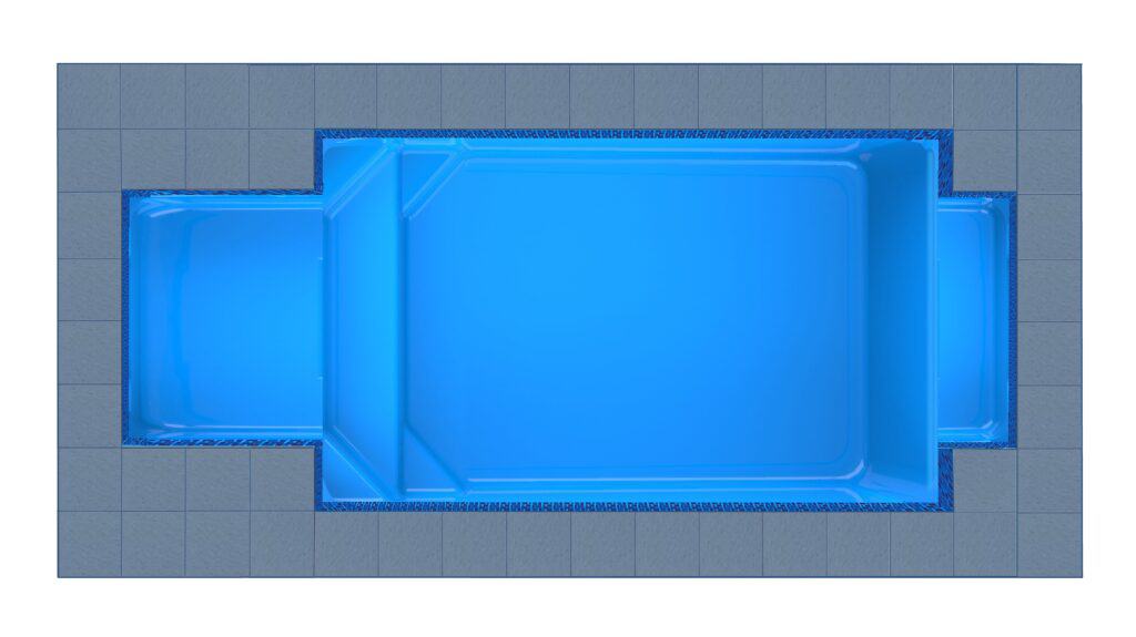 Corfu Square Bay + Patio fibreglass pool shell — Cosmo Pools