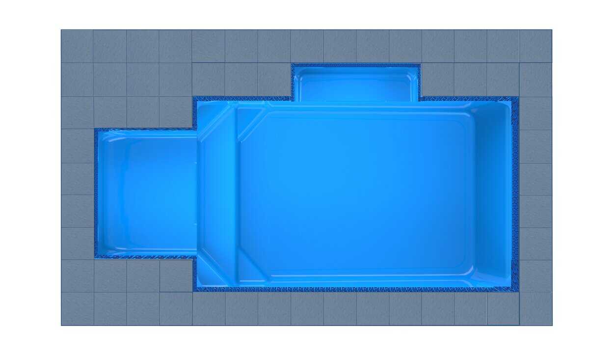 Corfu Square Bay + Patio fibreglass pool shell — Cosmo Pools