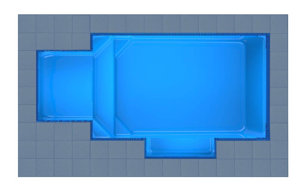 Corfu Square Bay + Patio fibreglass pool shell — Cosmo Pools