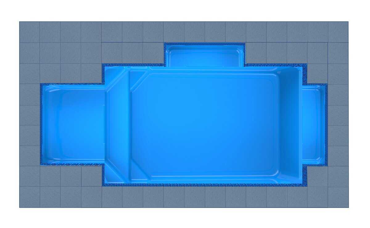 Corfu Square Bay + Twin Patio fibreglass pool shell — Cosmo Pools