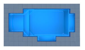 Corfu Square Bay + Twin Patio fibreglass pool shell — Cosmo Pools