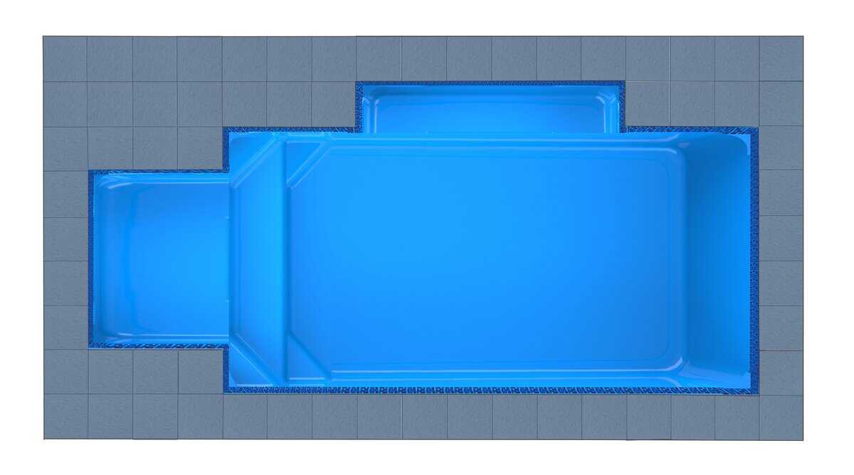 Crete Square Bay + Patio fibreglass pool shell — Cosmo Pools