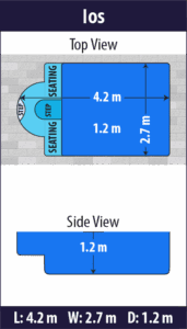 Ios pool shell dimensions diagram — Cosmo Pools