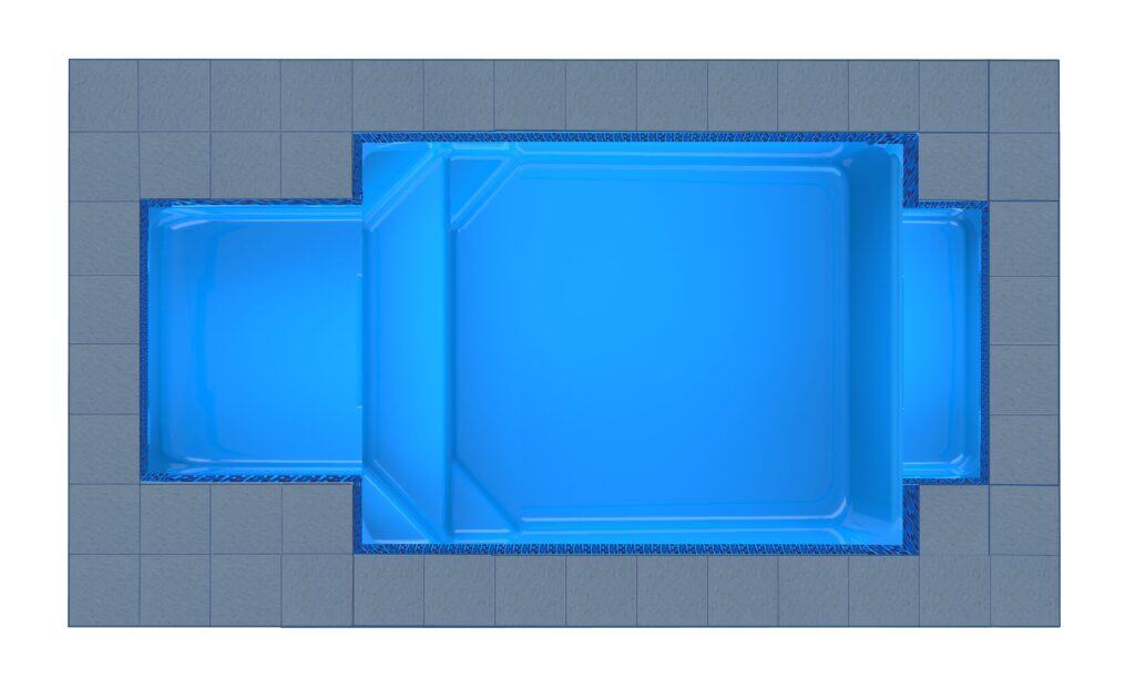 Milos Square Bay + Patio fibreglass pool shell — Cosmo Pools