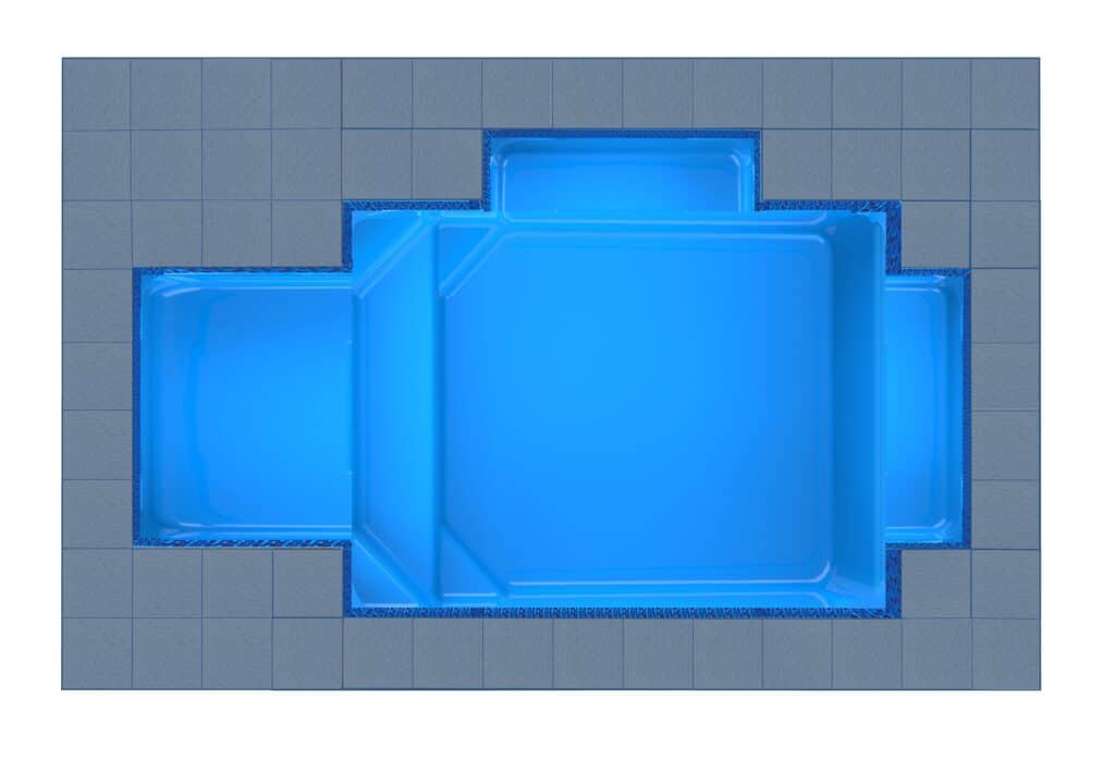 Milos Square Bay + Twin Patio fibreglass pool shell — Cosmo Pools
