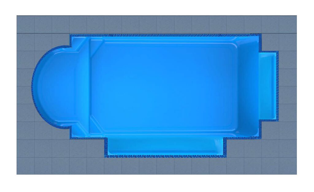 Mykonos Round Bay + Twin Patio fibreglass pool shell