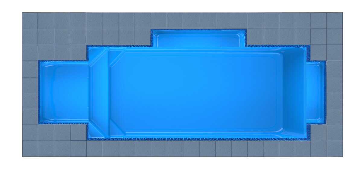 Mykonos Square Bay + Twin Patio fibreglass pool shell