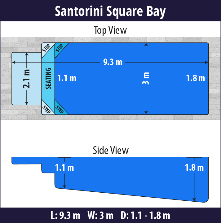 Santorini Square Bay fibreglass pool shell — Cosmo Pools