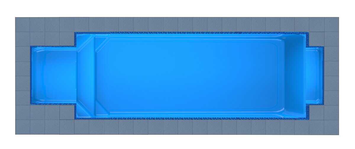 Santorini Square Bay + Patio fibreglass pool shell — Cosmo Pools
