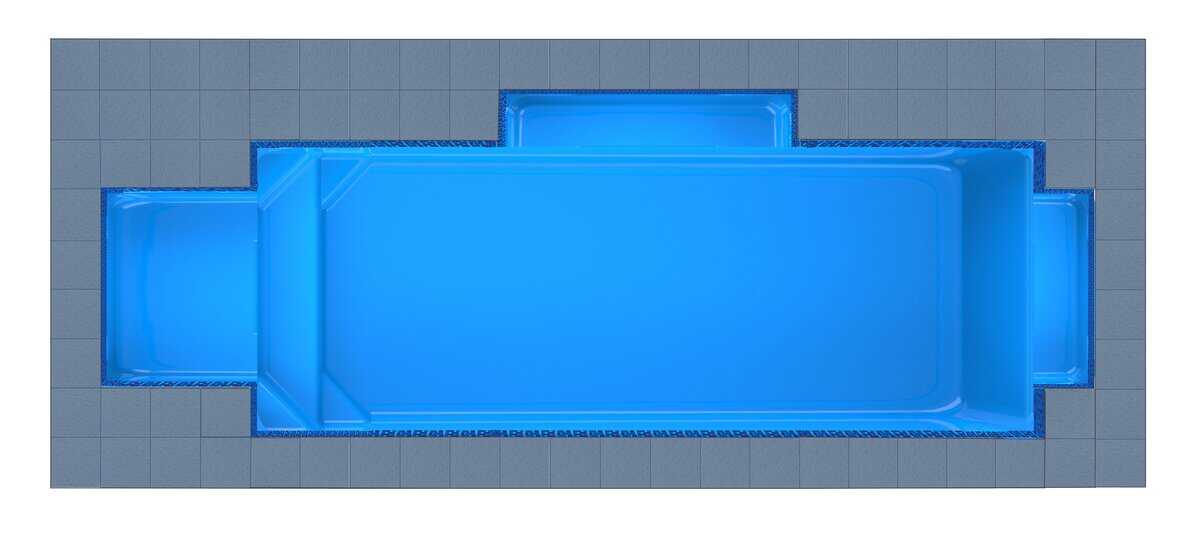Santorini Square Bay + Twin Patio fibreglass pool shell