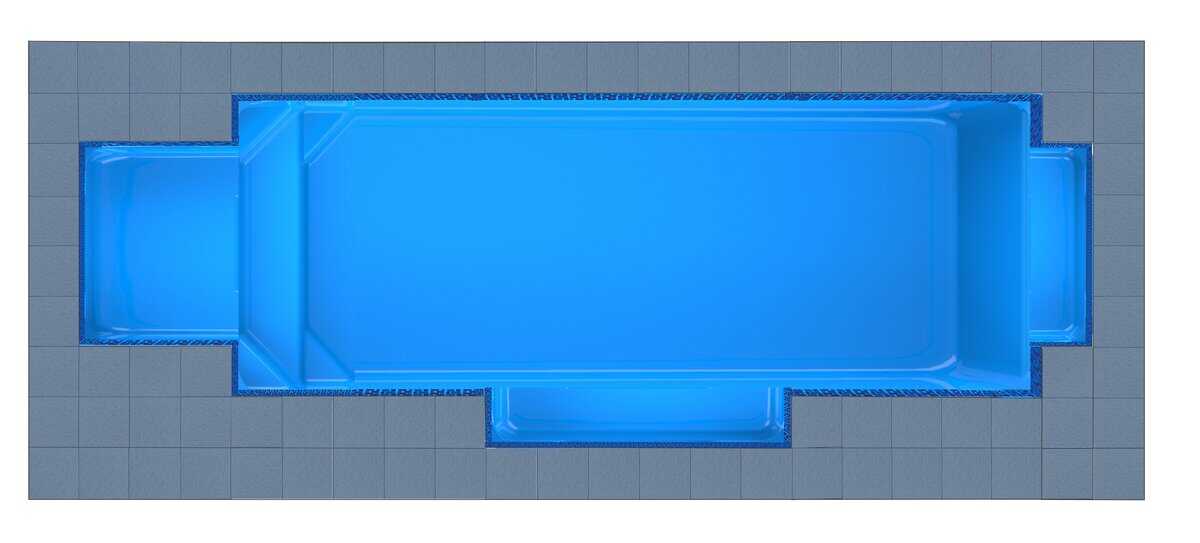 Santorini Square Bay + Twin Patio fibreglass pool shell — Cosmo Pools