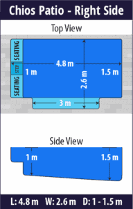 Chios Patio pool shell dimensions diagram — Cosmo Pools