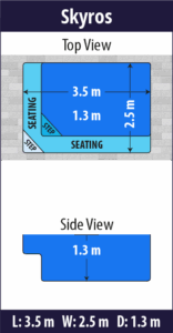 Skyros pool shell dimensions diagram — Cosmo Pools