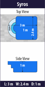Syros pool shell dimensions diagram — Cosmo Pools