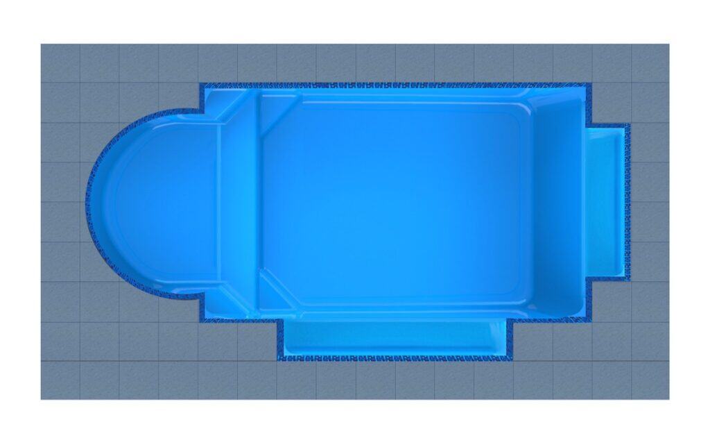 Corfu Round Bay + Twin Patio fibreglass pool shell