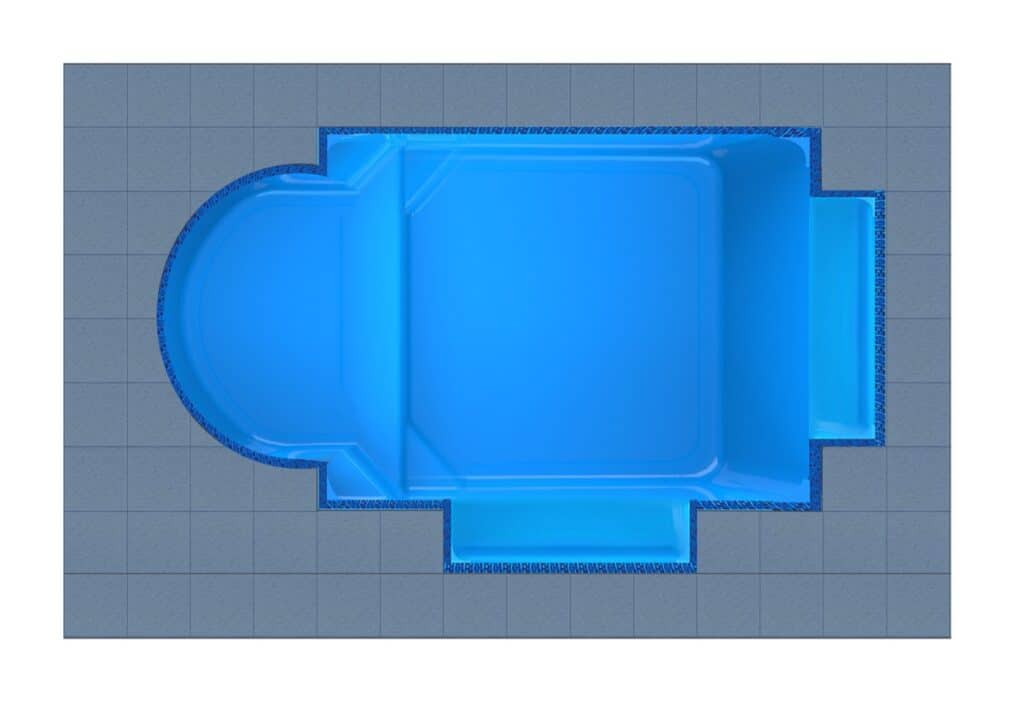 Milos RoundBay + Twin Patio fiberglass swimming pool