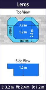 Leros pool shell dimensions diagram — Cosmo Pools